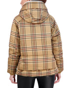 Cropped Plaid Utility Puffer