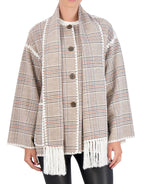 Vegan Cashmere Scarf Coat with Whipstitch Trim