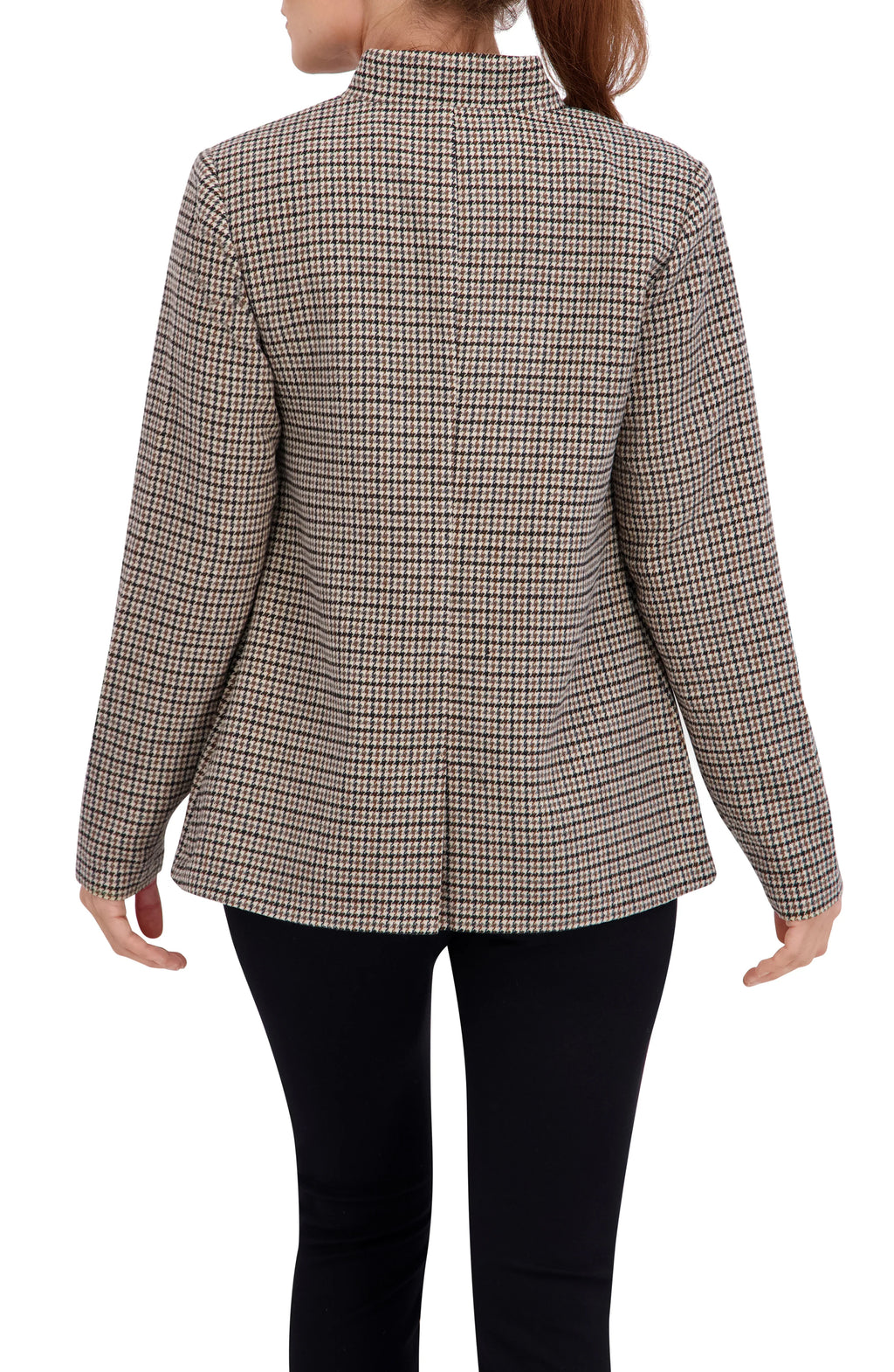 Inverted Collar Plaid One Button Unlined Blazer