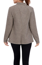 Inverted Collar Plaid One Button Unlined Blazer