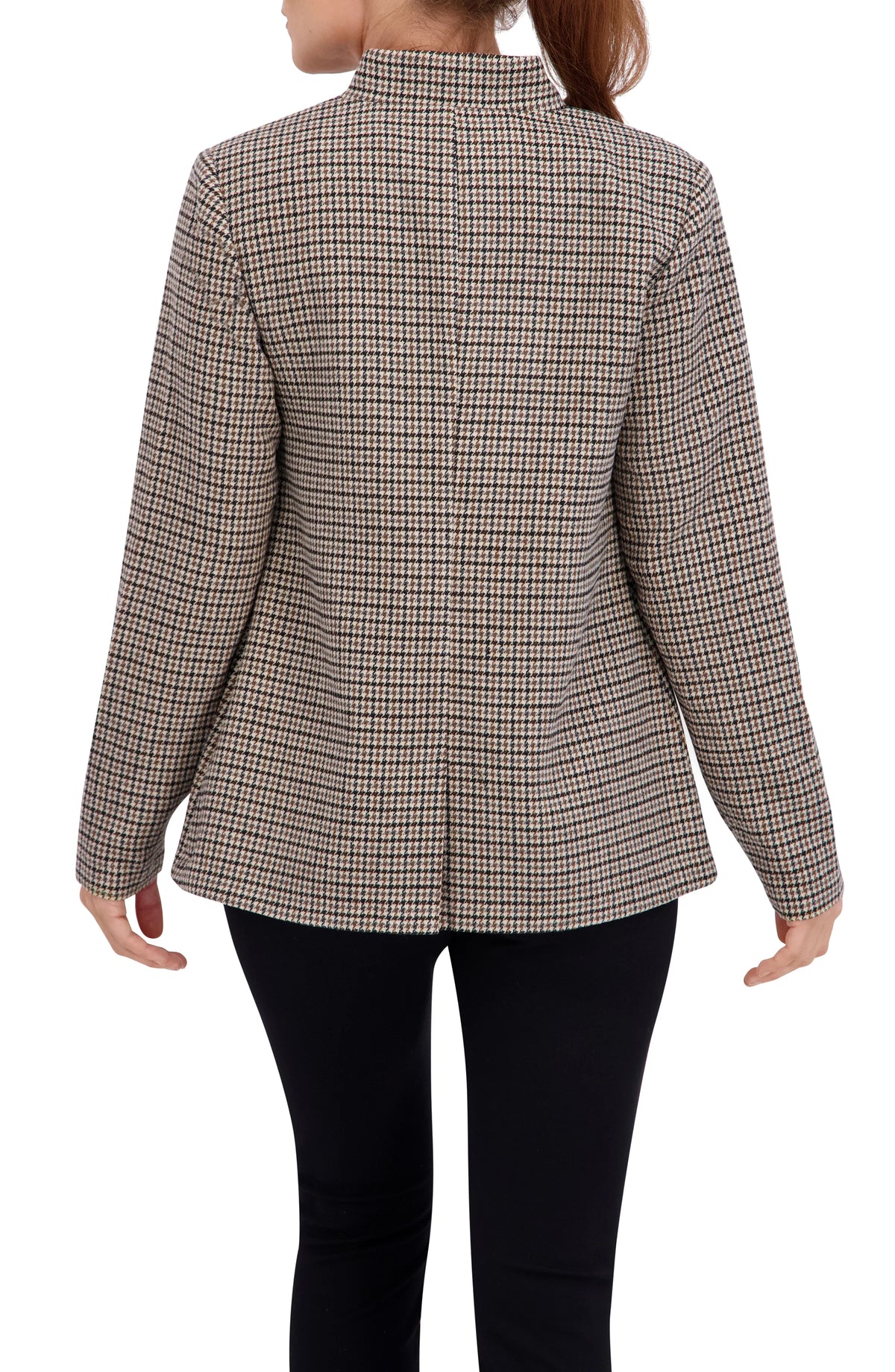 Inverted Collar Plaid One Button Unlined Blazer