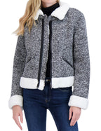 Sweater Bonded to Sherpa CF Zip Moto with Detach Hood