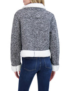 Sweater Bonded to Sherpa CF Zip Moto with Detach Hood
