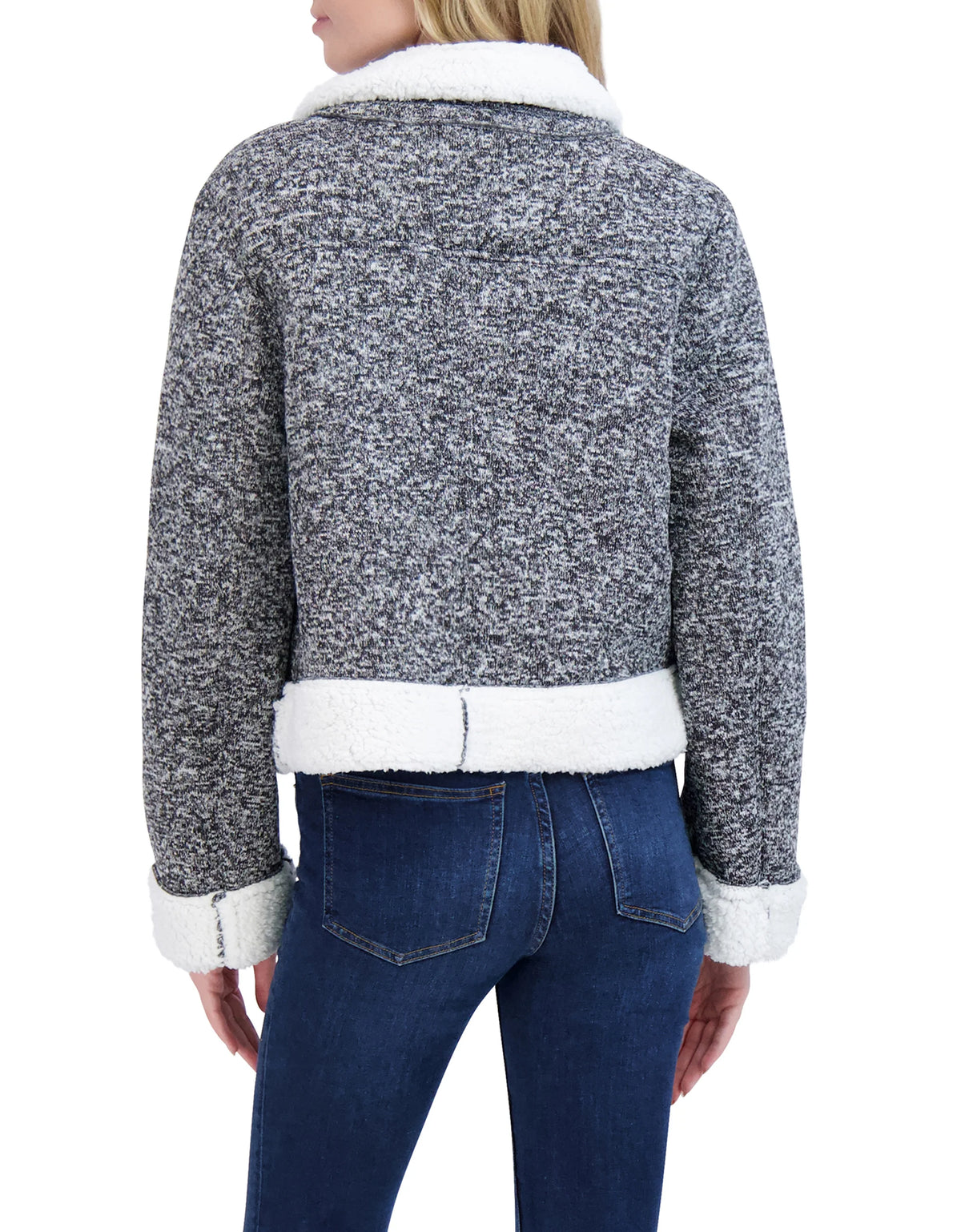 Sweater Bonded to Sherpa CF Zip Moto with Detach Hood