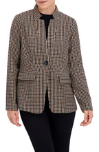 Inverted Collar Plaid One Button Unlined Blazer