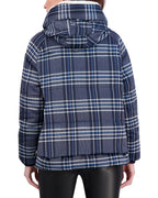 Cropped Plaid Utility Puffer