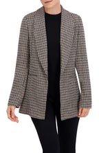 Shawl Collar Plaid Knit Unlined Blazer