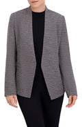 Collarless Open Front Menswear Plaid Unlined Blazer