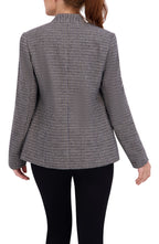 Collarless Open Front Menswear Plaid Unlined Blazer