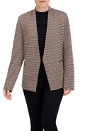 Collarless Open Front Menswear Plaid Unlined Blazer