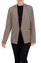 Collarless Open Front Menswear Plaid Unlined Blazer