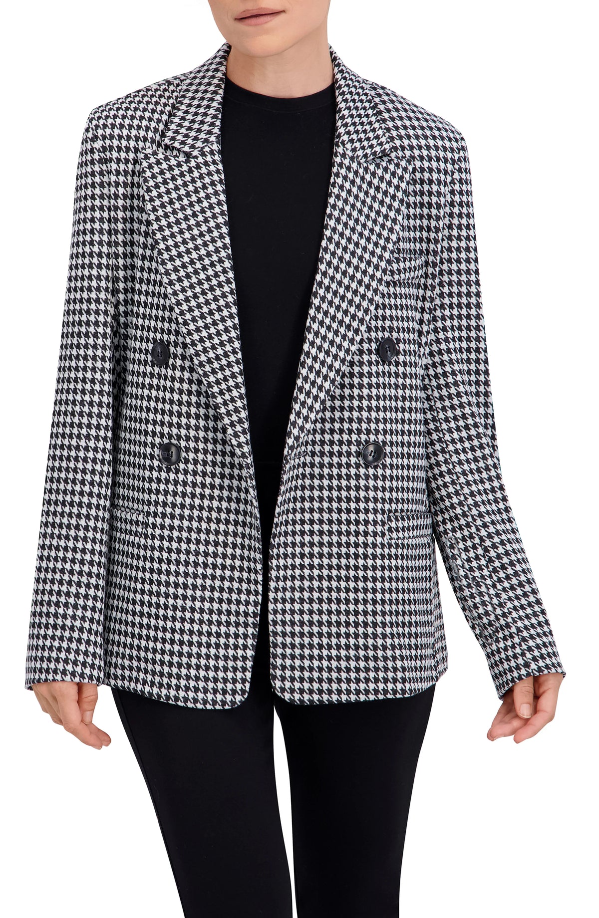 Double Breasted Plaid Unlined Blazer