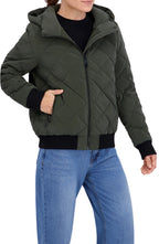 Quilted Carbon Puffer Bomber Jacket
