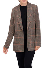 Shawl Collar Plaid Knit Unlined Blazer