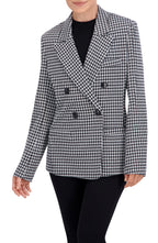 Double Breasted Plaid Unlined Blazer