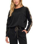 Modal Scuba Knit Crew Neck w Stripe Sleeve