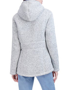 Sweater Bonded to Sherpa Hooded Zip Front Jacket with Toggle Closure
