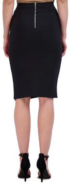 Scuba Knit Pencil Skirt with Front Vent and CB Zip Closure