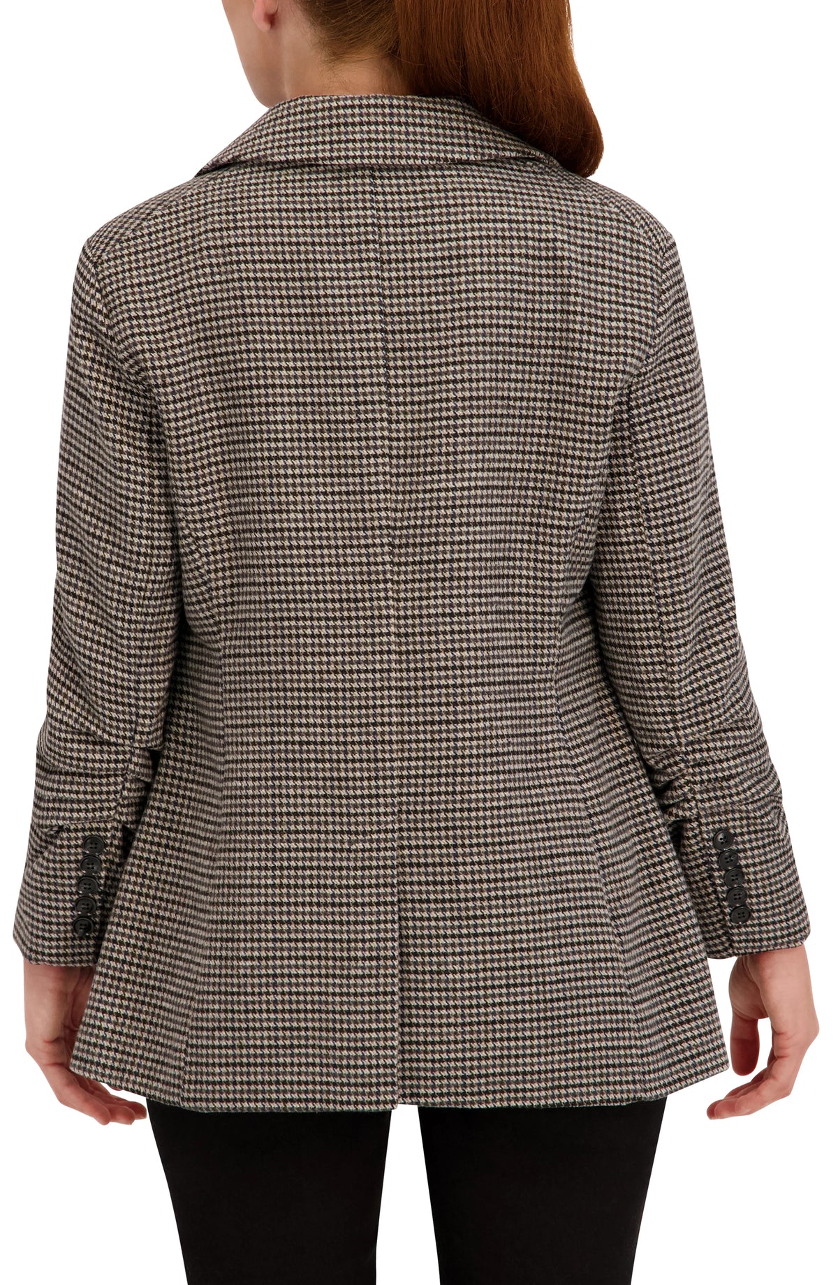 Ruched Sleeve Plaid Blazer