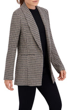 Shawl Collar Plaid Knit Unlined Blazer