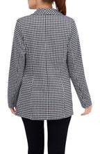 Shawl Collar Plaid Knit Unlined Blazer