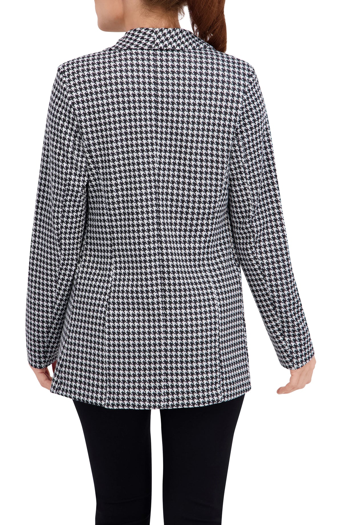 Shawl Collar Plaid Knit Unlined Blazer