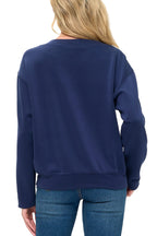 Modal Scuba Knit Crew Neck w Stripe Sleeve