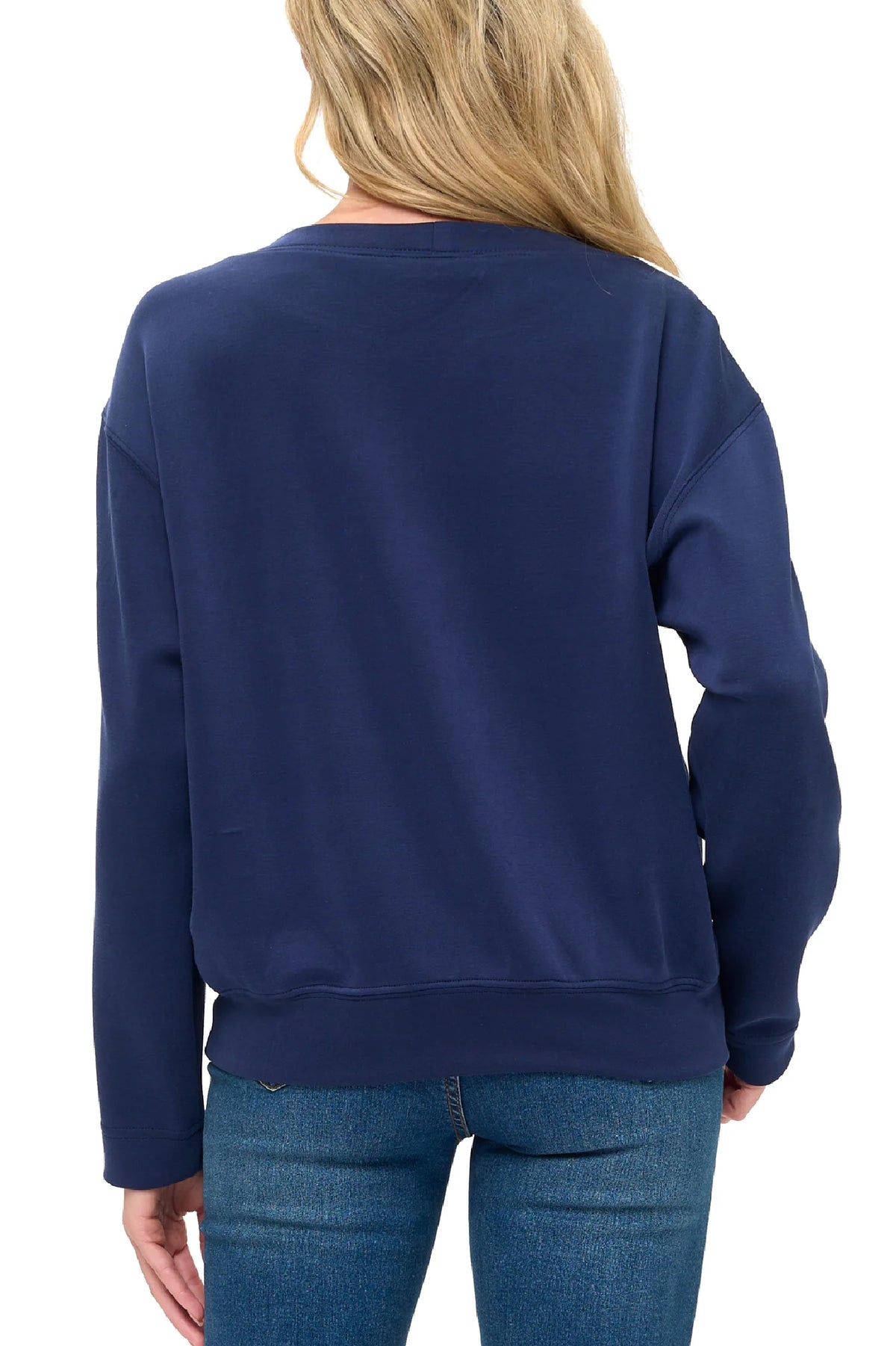 Modal Scuba Knit Crew Neck w Stripe Sleeve