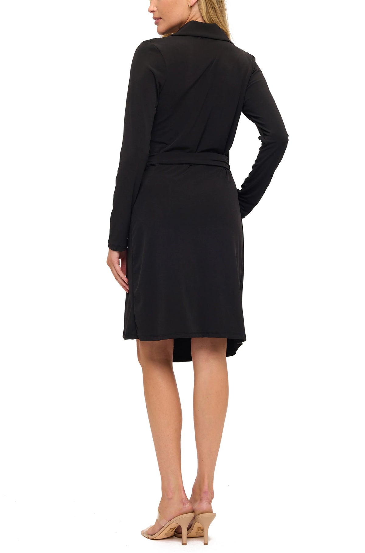 V Neck Side Tie Midi Dress