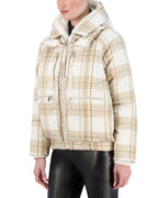 Cropped Plaid Utility Puffer