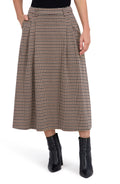 Plaid Midi with Front Pleats and Side Pockets