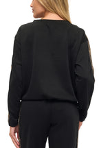 Modal Scuba Knit Crew Neck w Stripe Sleeve
