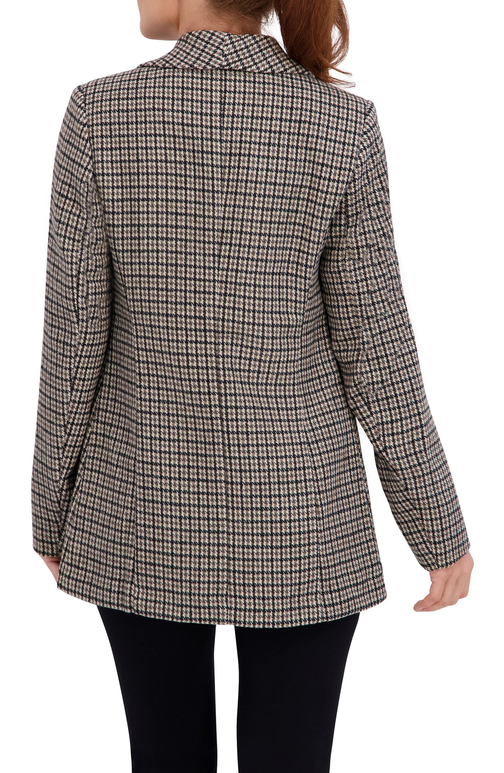 Shawl Collar Plaid Knit Unlined Blazer