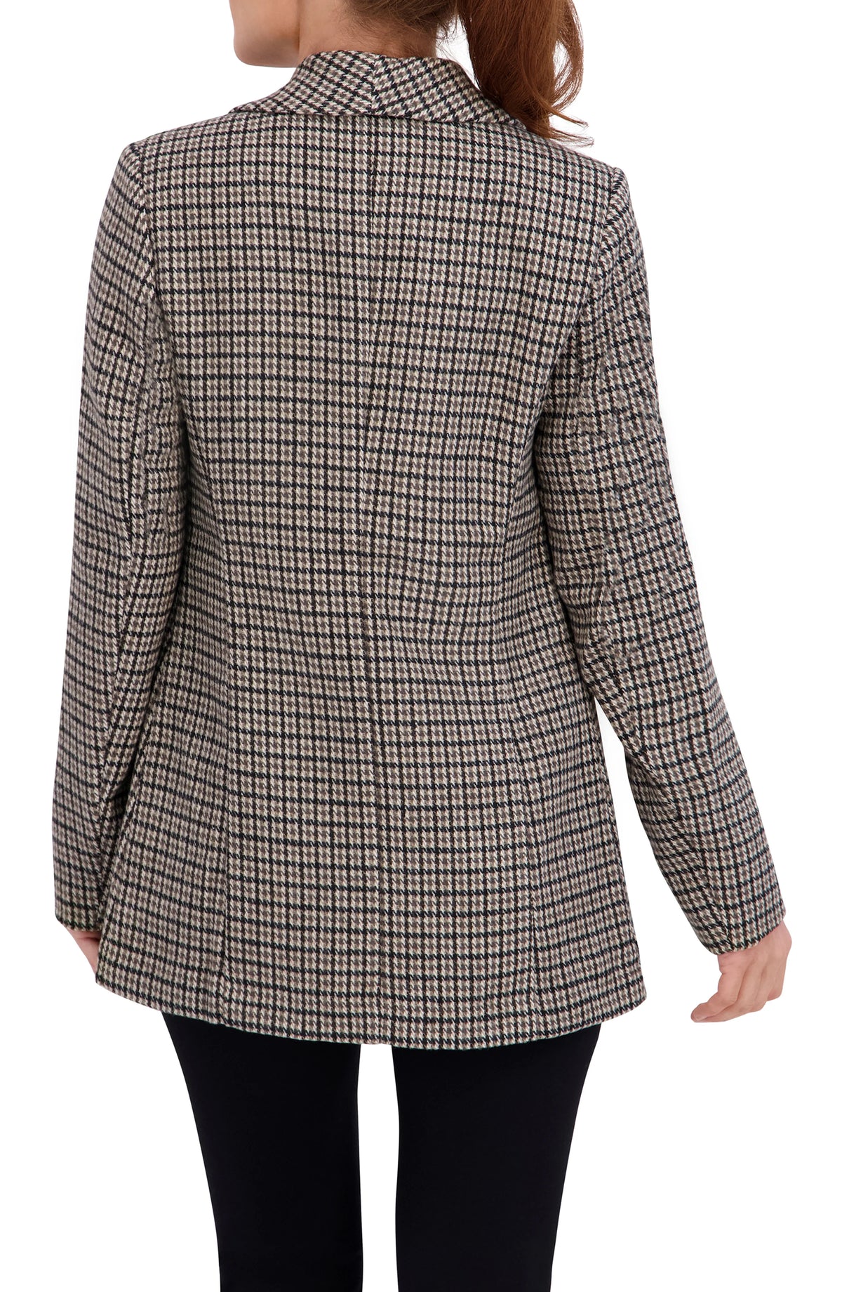 Shawl Collar Plaid Knit Unlined Blazer