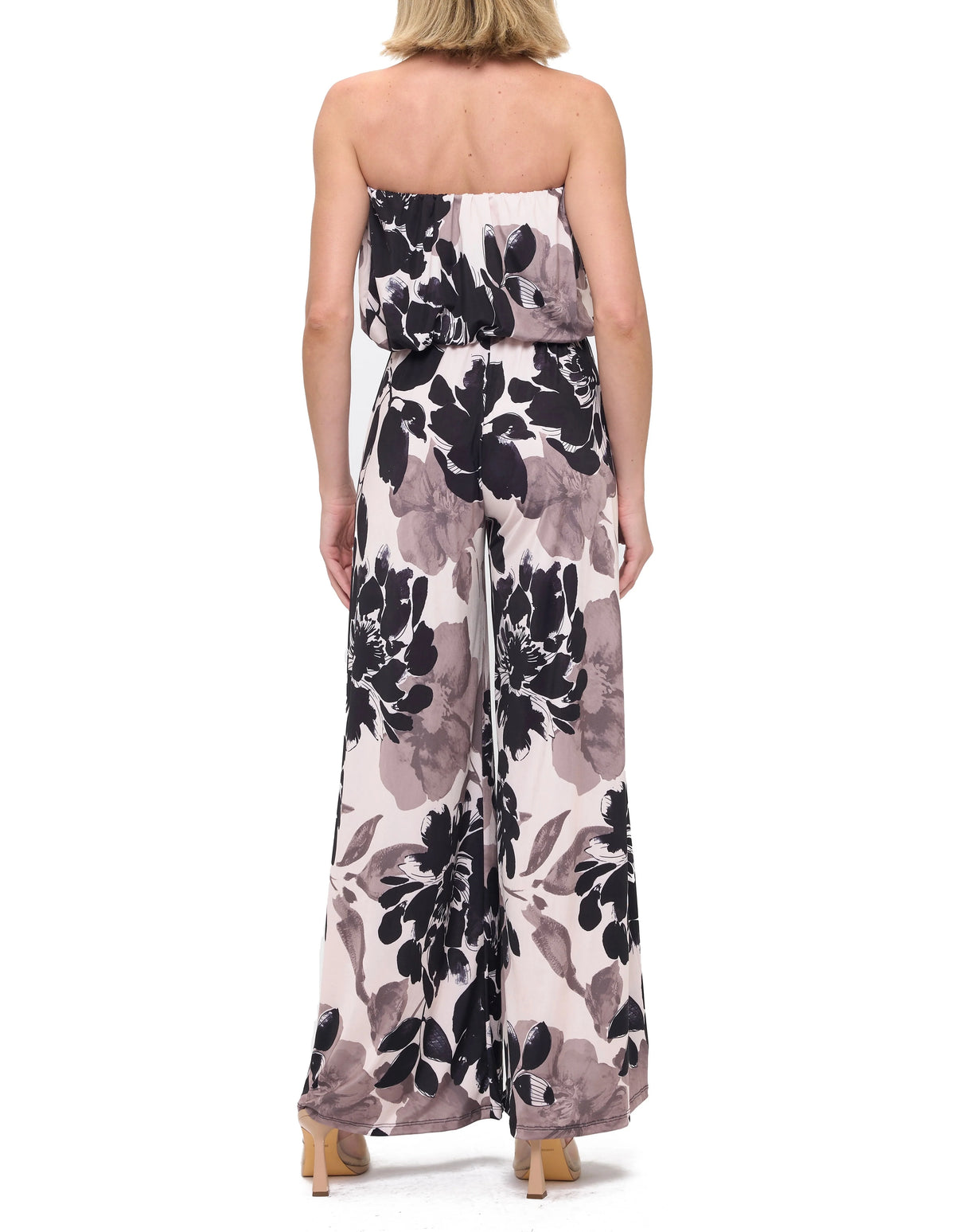 Printed Strapless Wide Leg Jumpsuit