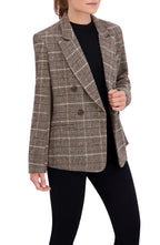 Double Breasted Plaid Unlined Blazer