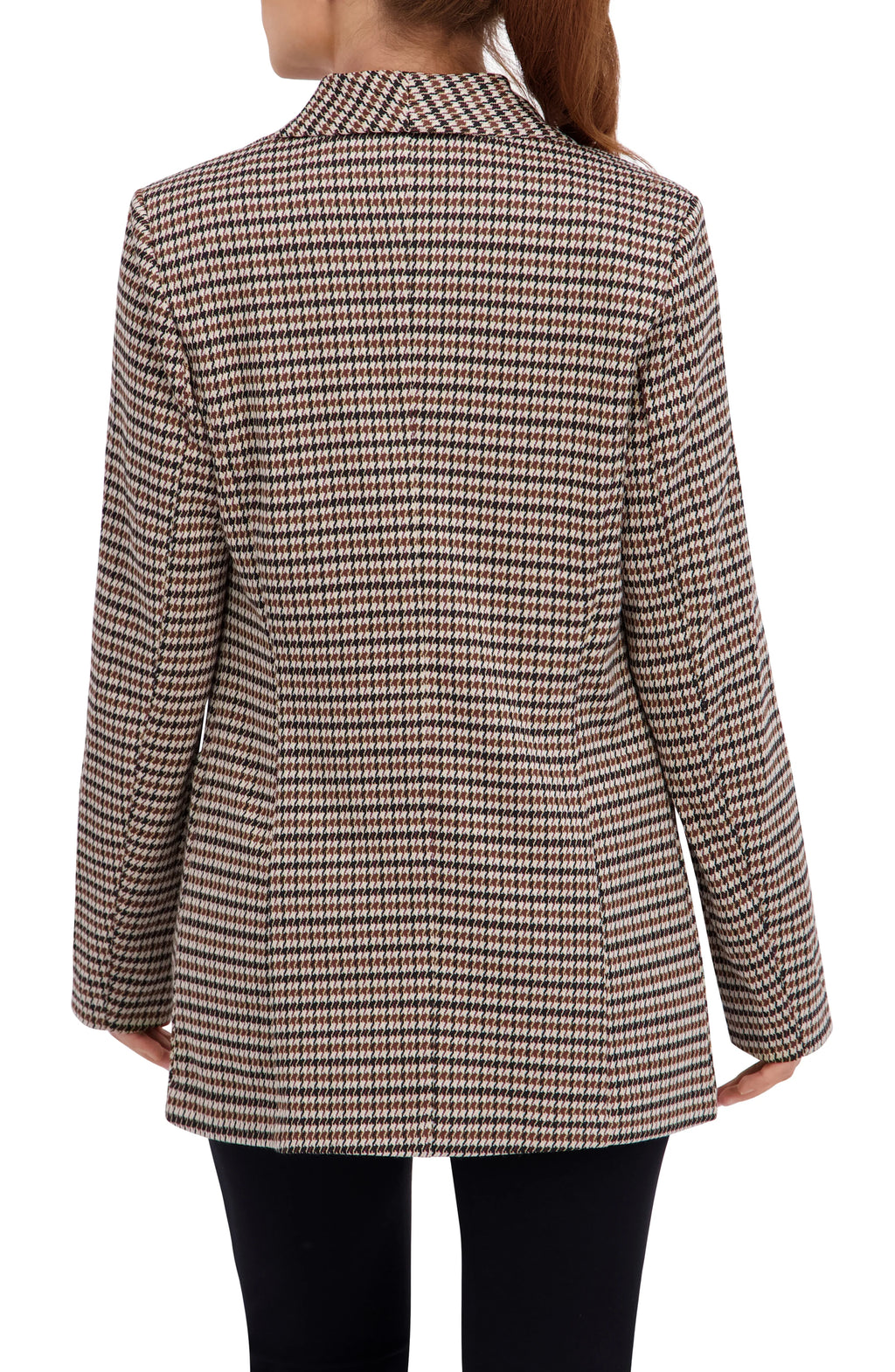 Shawl Collar Plaid Knit Unlined Blazer