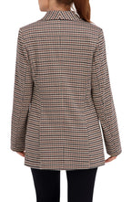 Shawl Collar Plaid Knit Unlined Blazer