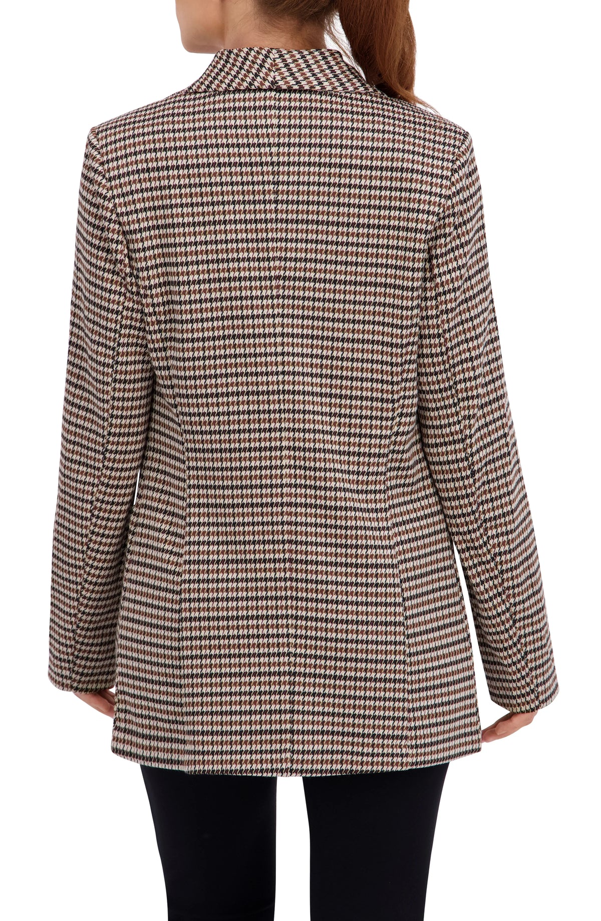 Shawl Collar Plaid Knit Unlined Blazer