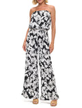 Printed Strapless Wide Leg Jumpsuit