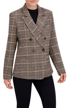 Double Breasted Plaid Unlined Blazer