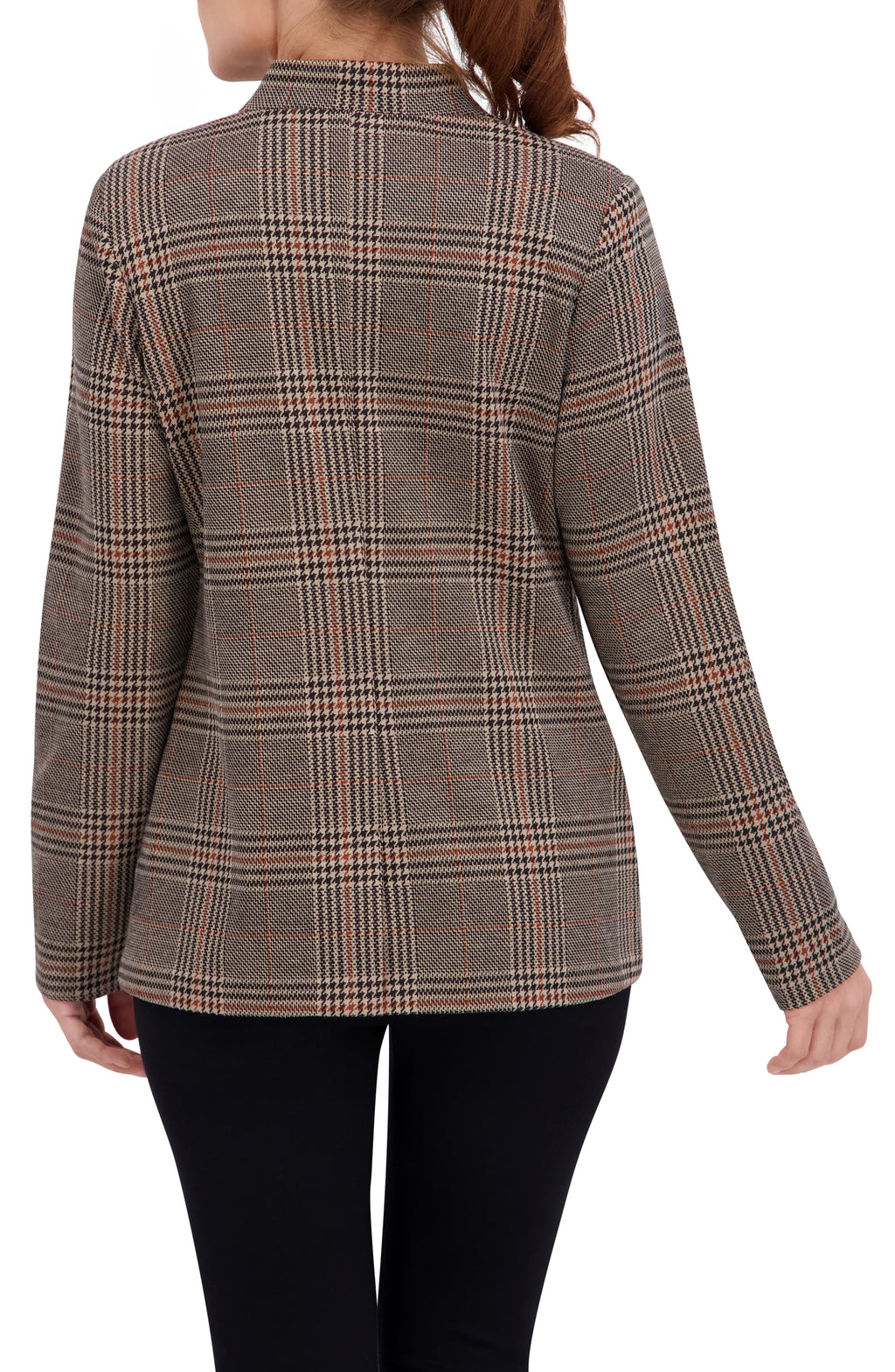 Inverted Collar Plaid One Button Unlined Blazer