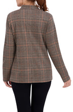 Inverted Collar Plaid One Button Unlined Blazer