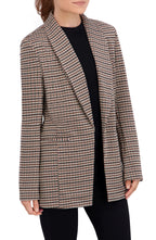 Shawl Collar Plaid Knit Unlined Blazer