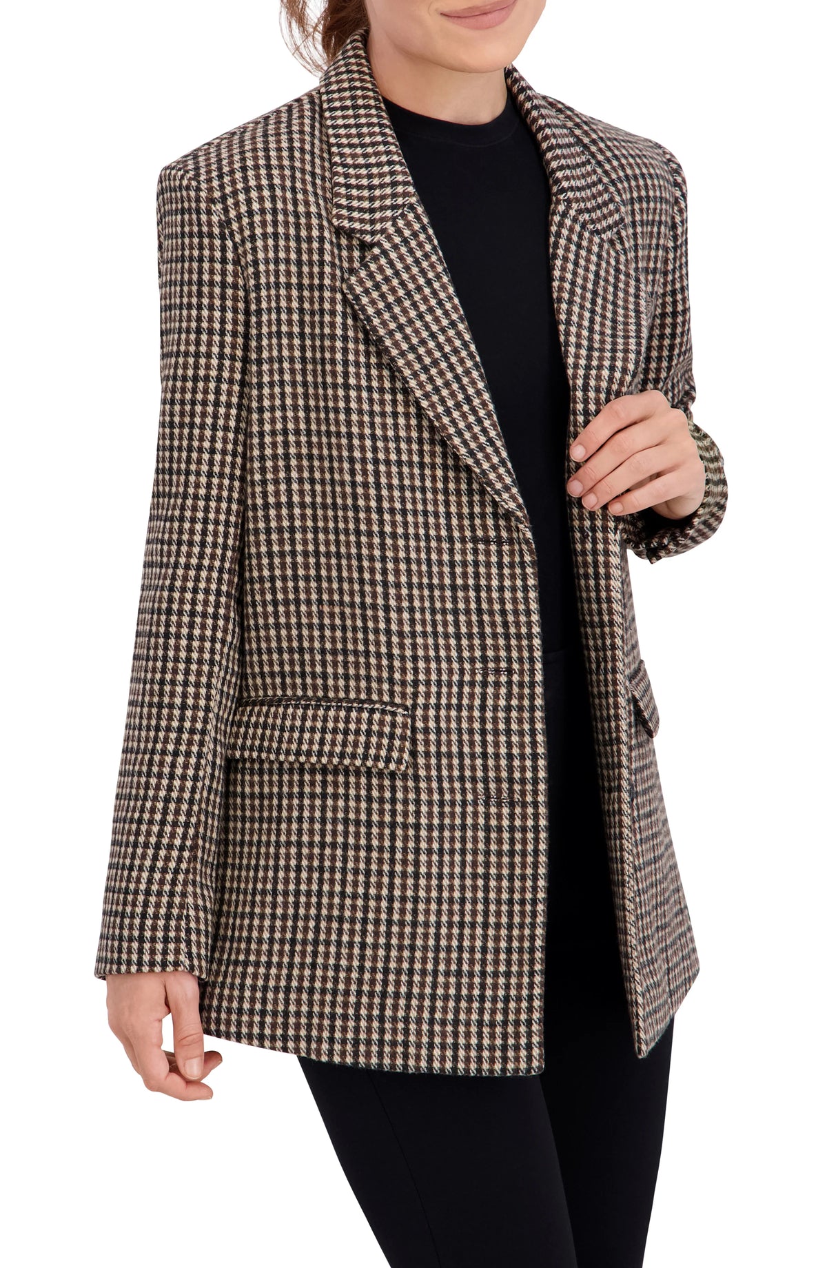 Plaid Single Breasted Boyfriend Blazer