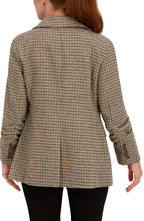 Ruched Sleeve Plaid Blazer