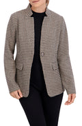Inverted Collar Plaid One Button Unlined Blazer