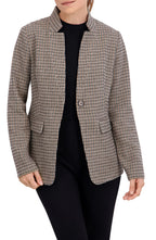 Inverted Collar Plaid One Button Unlined Blazer
