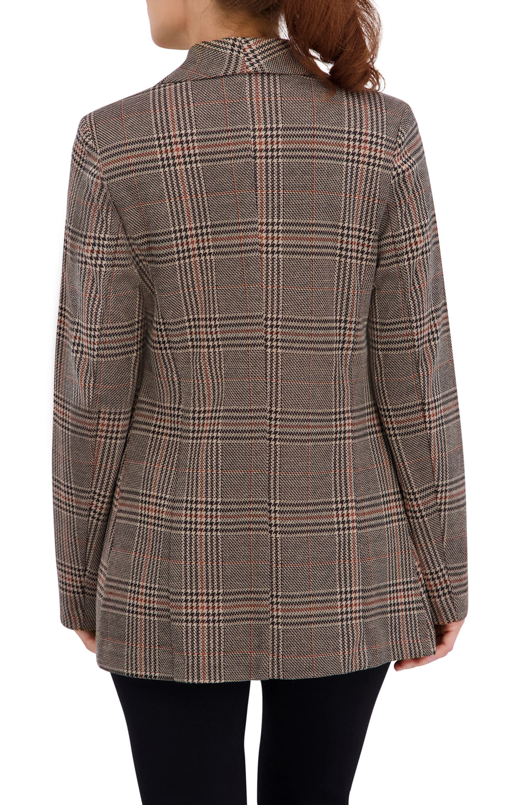 Shawl Collar Plaid Knit Unlined Blazer