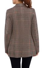 Shawl Collar Plaid Knit Unlined Blazer